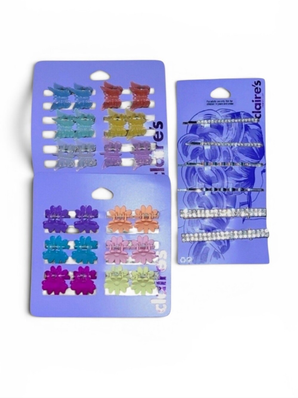 Claire's Lot of 3 Hair Accessories Sets NWT'S! Butterfly Clips & Crystal Barrets